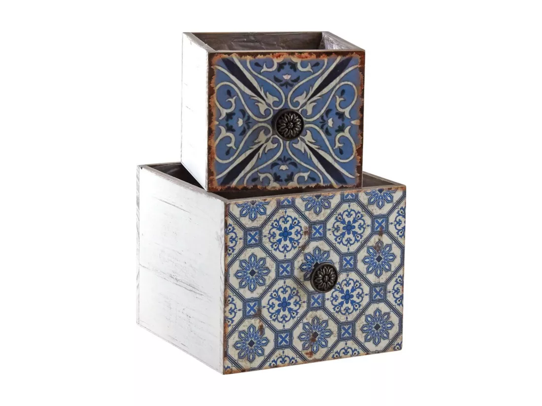 Corbeilles tiroirs motif mosaïque