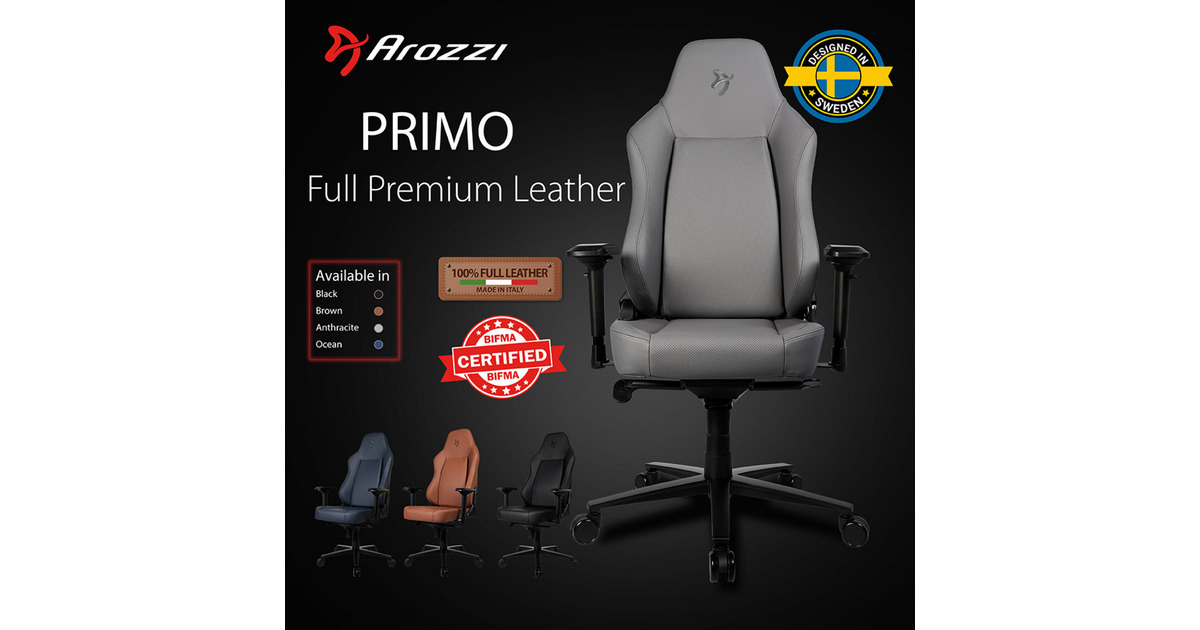 ArozziPrimo - Full Premium Leather - Anthracite gamestoel  (Antraciet)