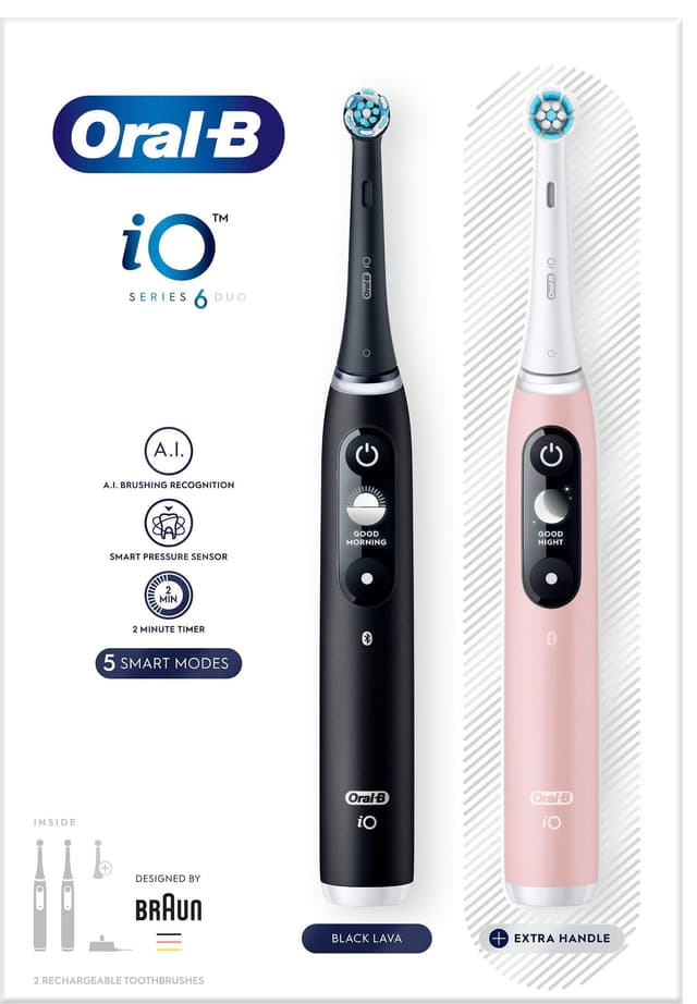 Oral-B iO 6s elektrisk tandbørste duopakke (sort/pink)