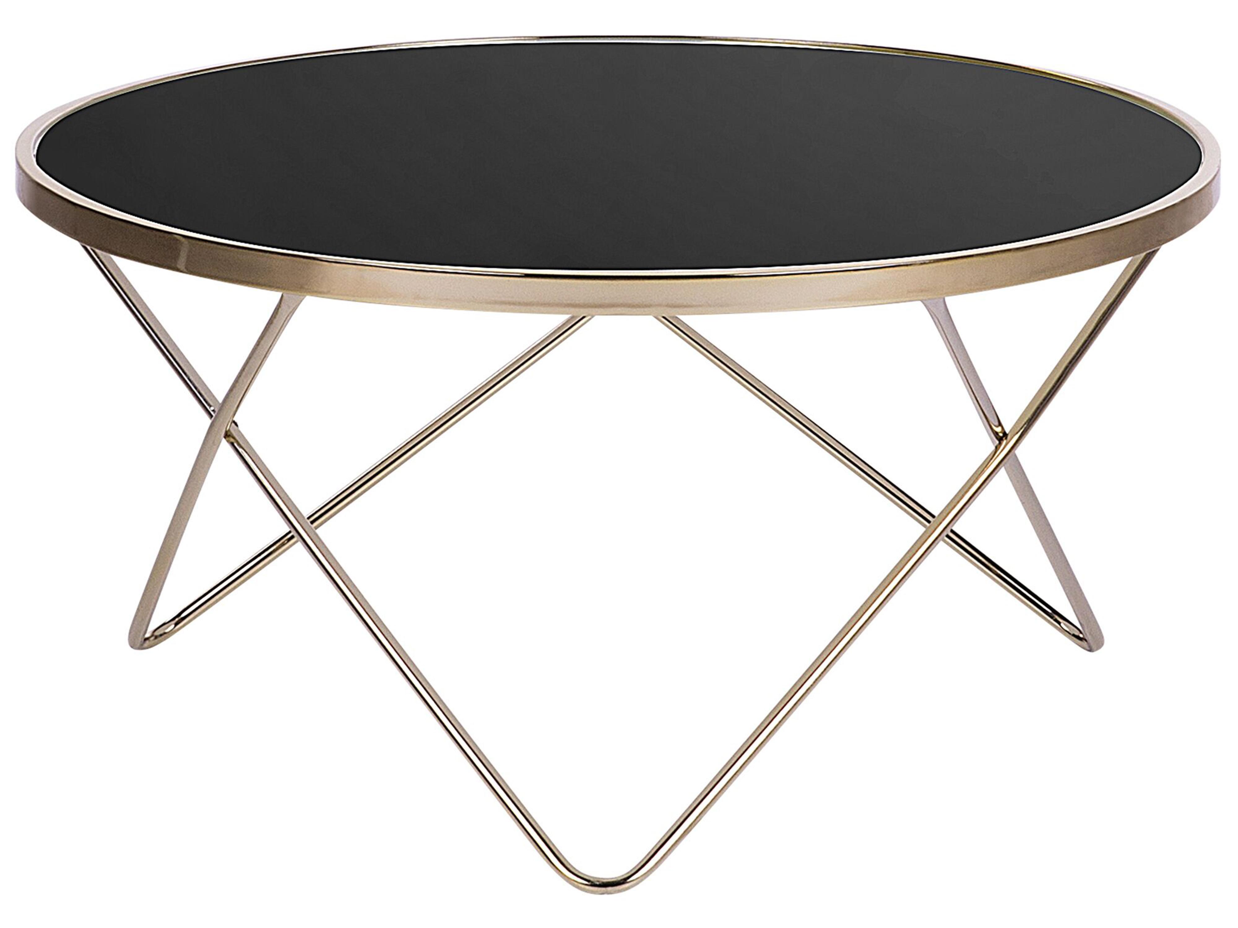 Salontafel MERIDIAN Veiligheidsglas Zwart/goud