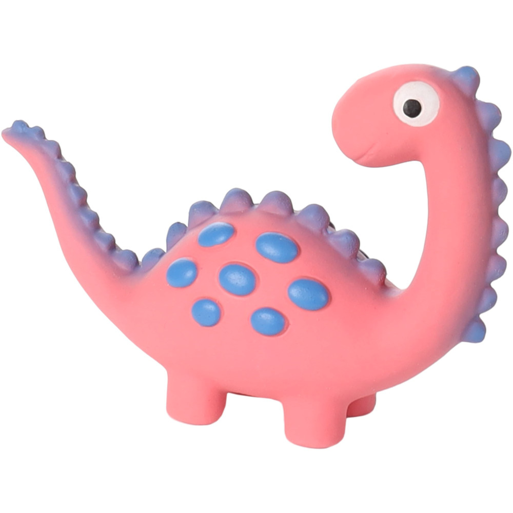 Jouet dinosaure rose en latex hauteur 10 cm pour chien