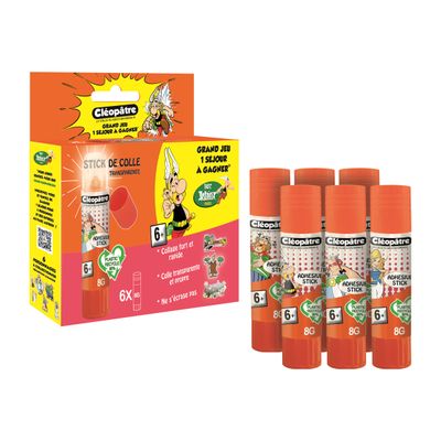 Cléopâtre Cléostick Astérix - 6 Bâtons de colle - 8 g - transparent