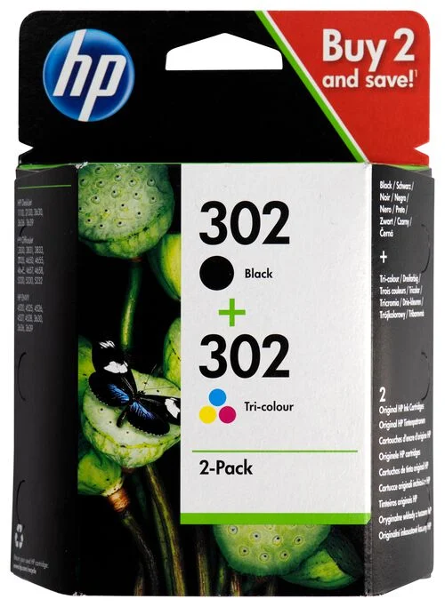 2 cartouches HP 302 noir/couleur