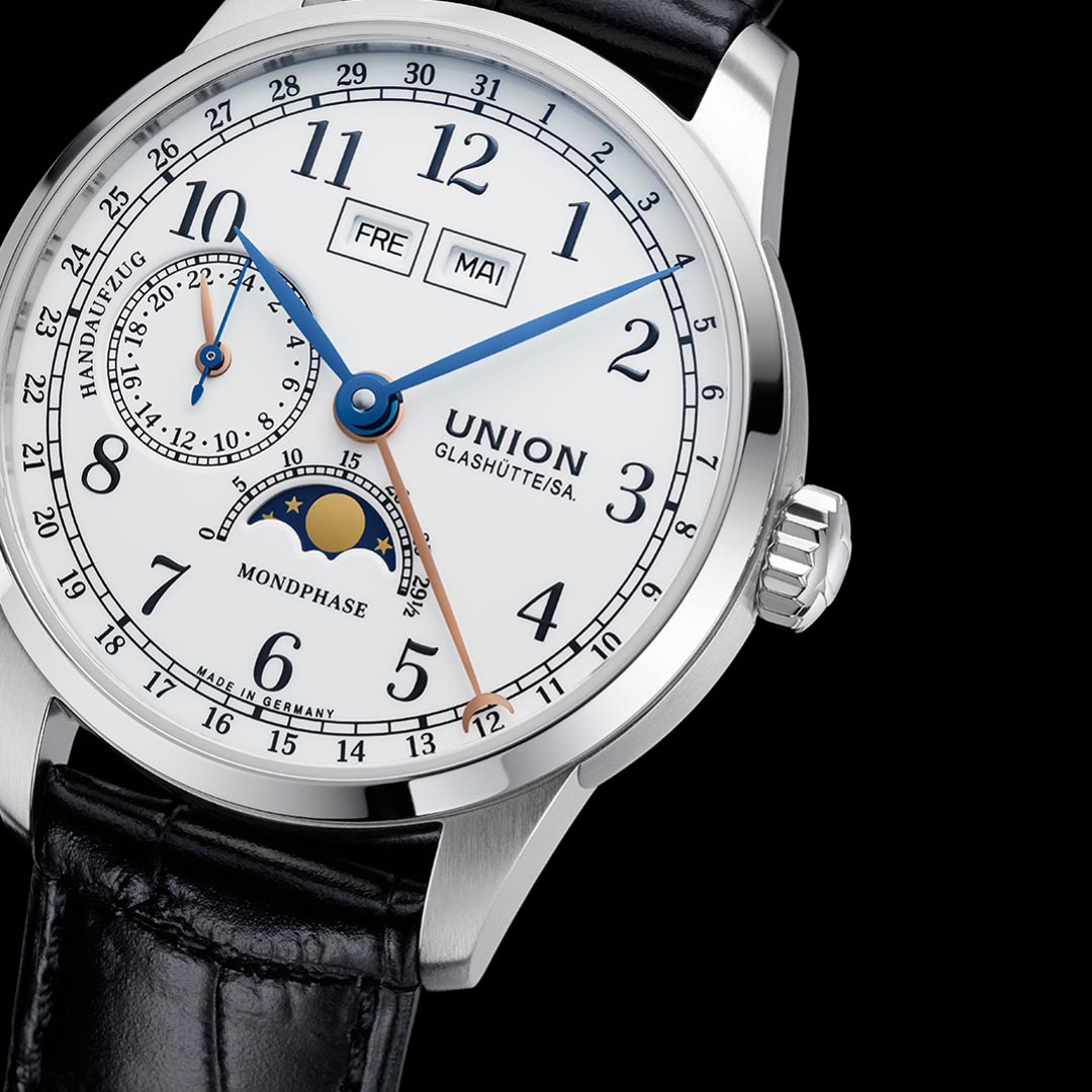 Union Glashütte 1893 Johannes Dürrstein Edition Mondphase Handaufzug Leder