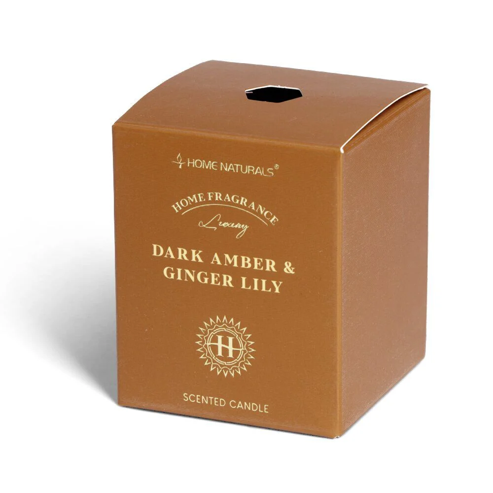 Bougie senteur ambre et gingembre dans pot en verre Ø6,4xH7,9cm marron