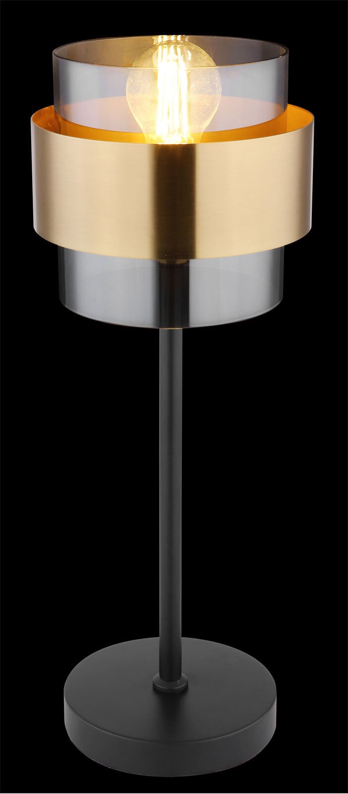 MILLEY Tischlampe goldfarben, schwarz 155, D/H: 18 x 47 cm, Glas, Metall