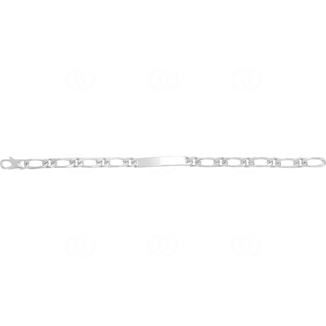 Gravurarmband Figaro 1+1 4-seitig 925 Silber rhodiniert 6.0mm