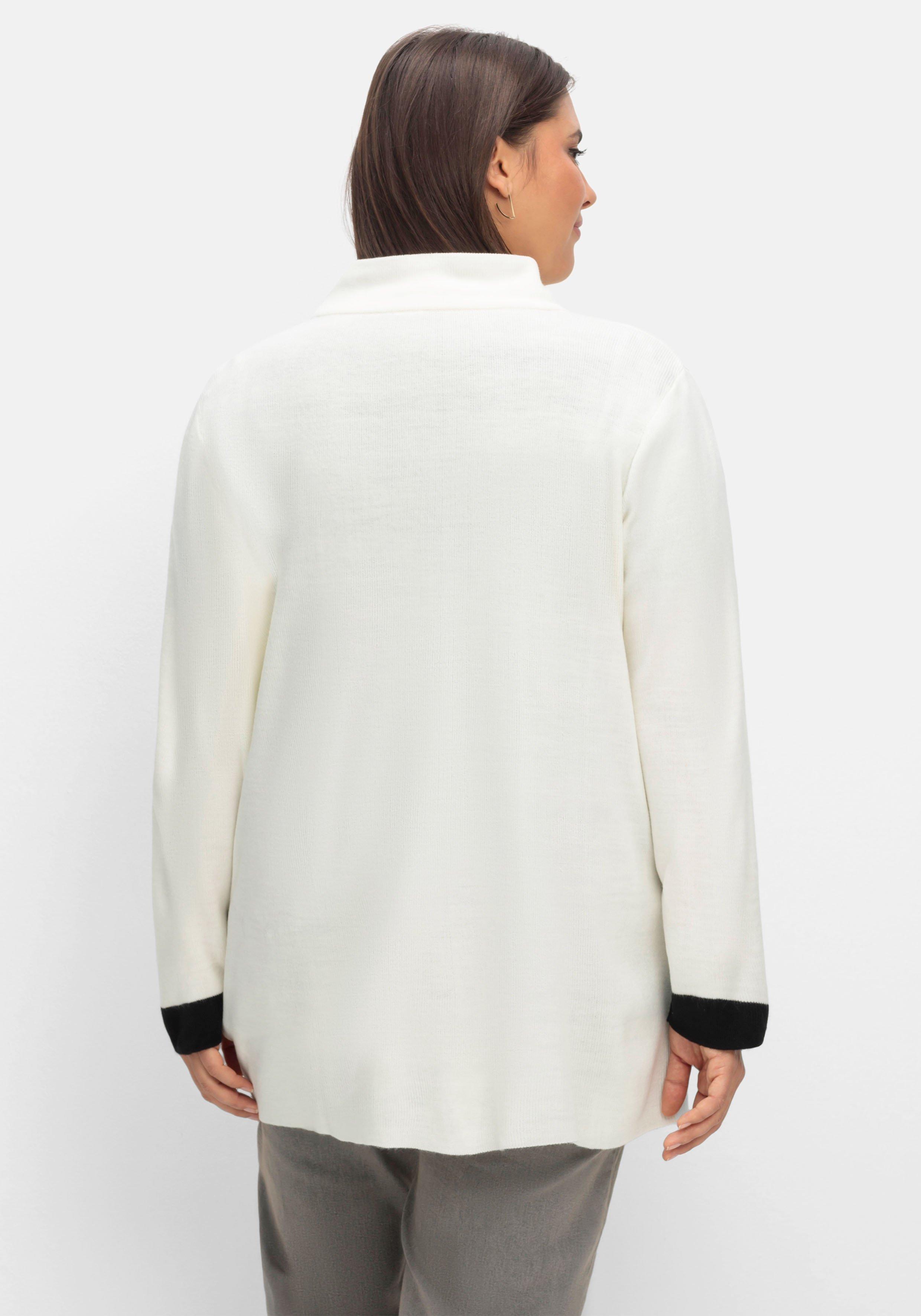 Strickjacke mit verdecktem Zipper und Kontrastdetails