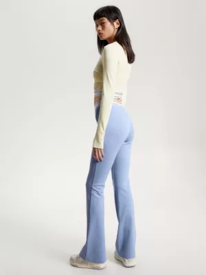 Calça legging flare de comprimento total com cós elástico e logo
