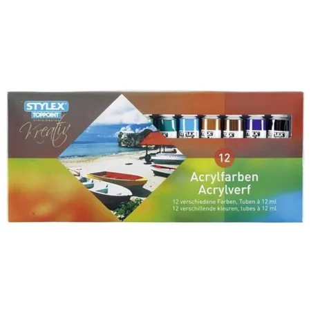 Stylex Acrylfarbe, 12 Tuben à 12ml