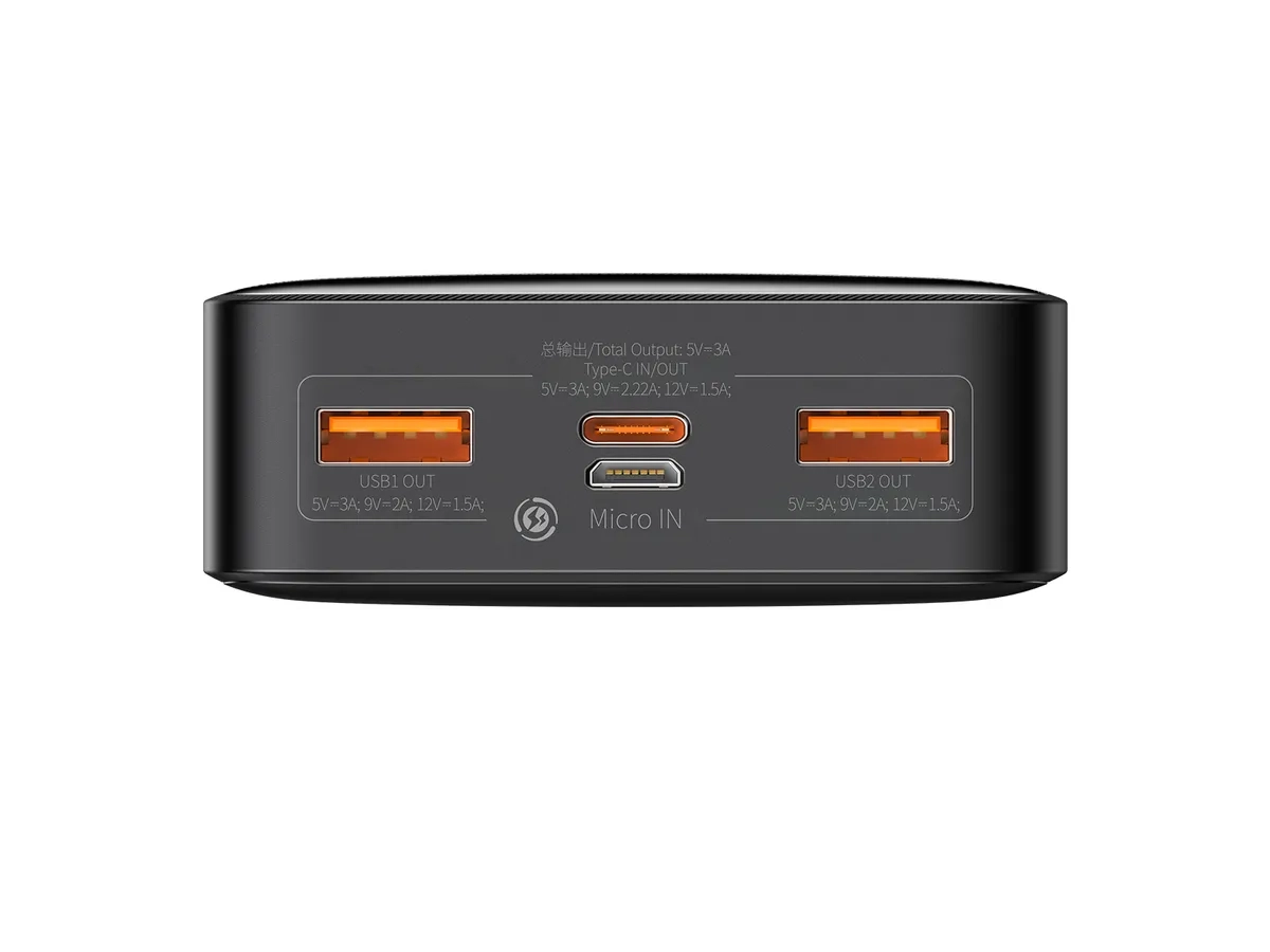 (20W) 20000mAh Bipow Dual USB A / USB C Power Bank Ladegerät   LED Anzeige (PPBD050501) - Schwarz