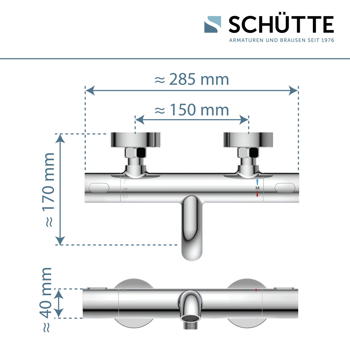 Schutte Los angeles thermostatische badkraan chroom