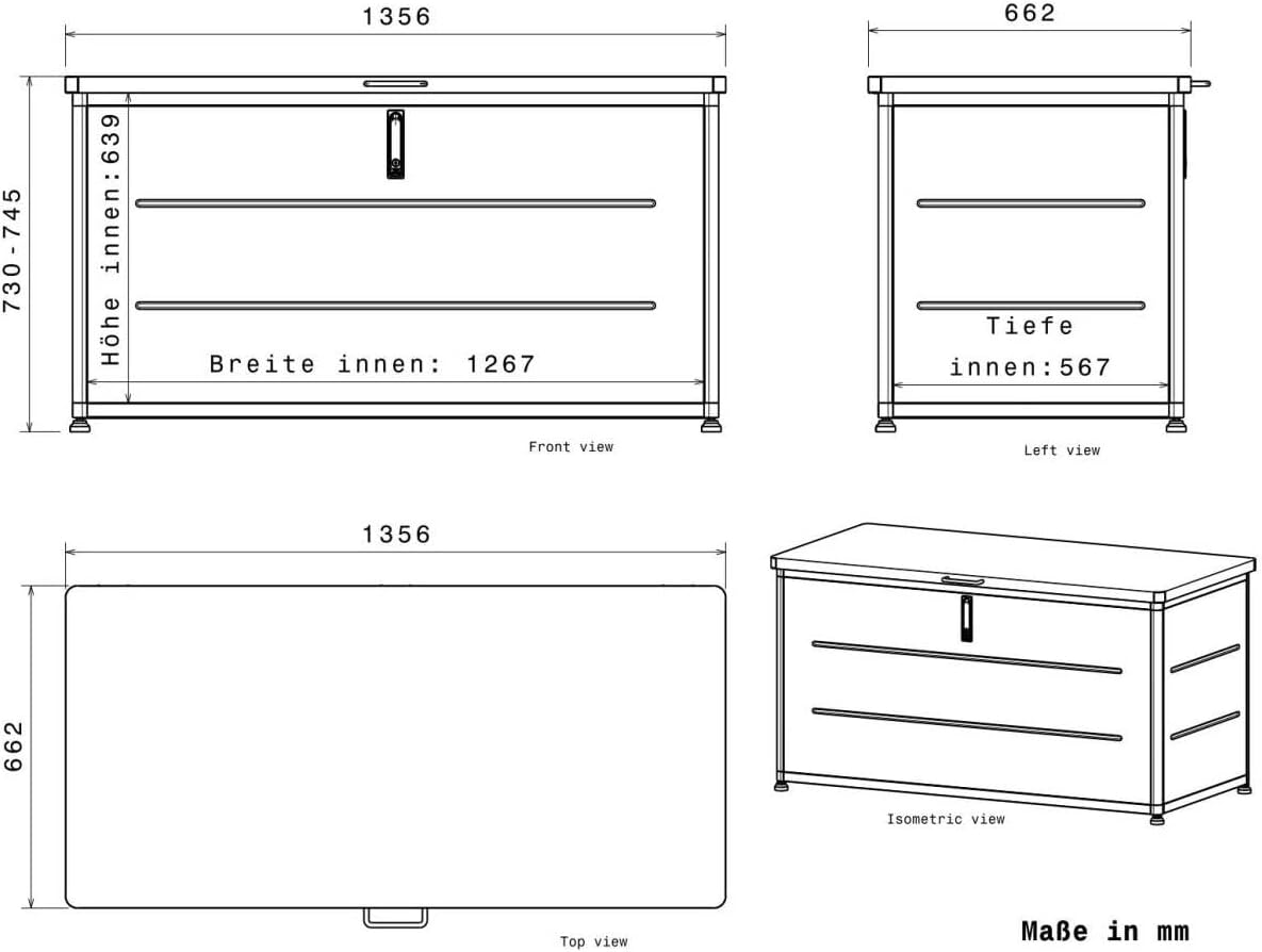 Metzler Auflagenbox, Gartenbox aus massivem Stahl | Aufbewahrungsbox für den Außenbereich | Pulverbeschichtet in RAL 7016 Anthrazit