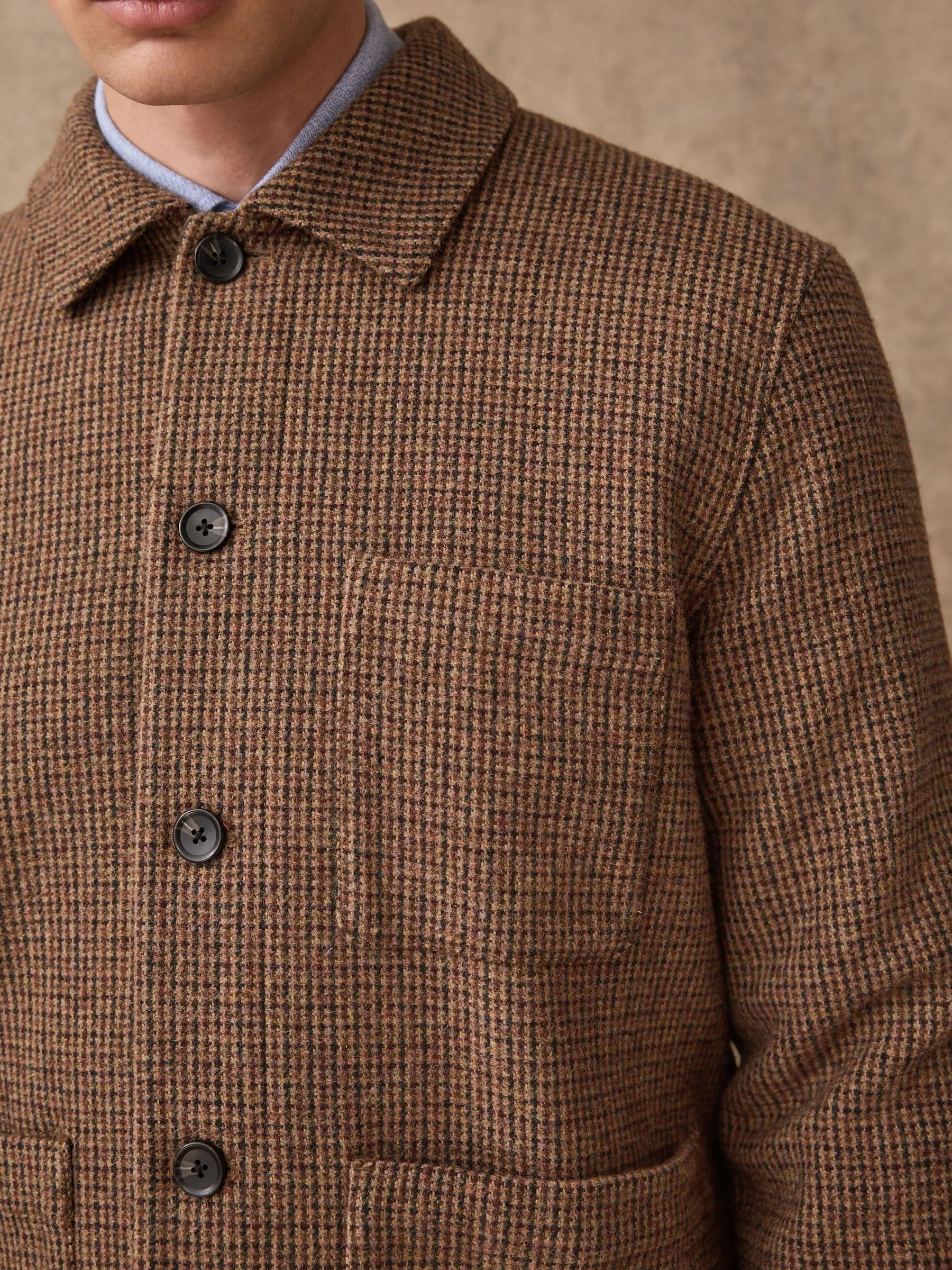 Multi - Textuur Houndstooth Chore Jack Met Wol