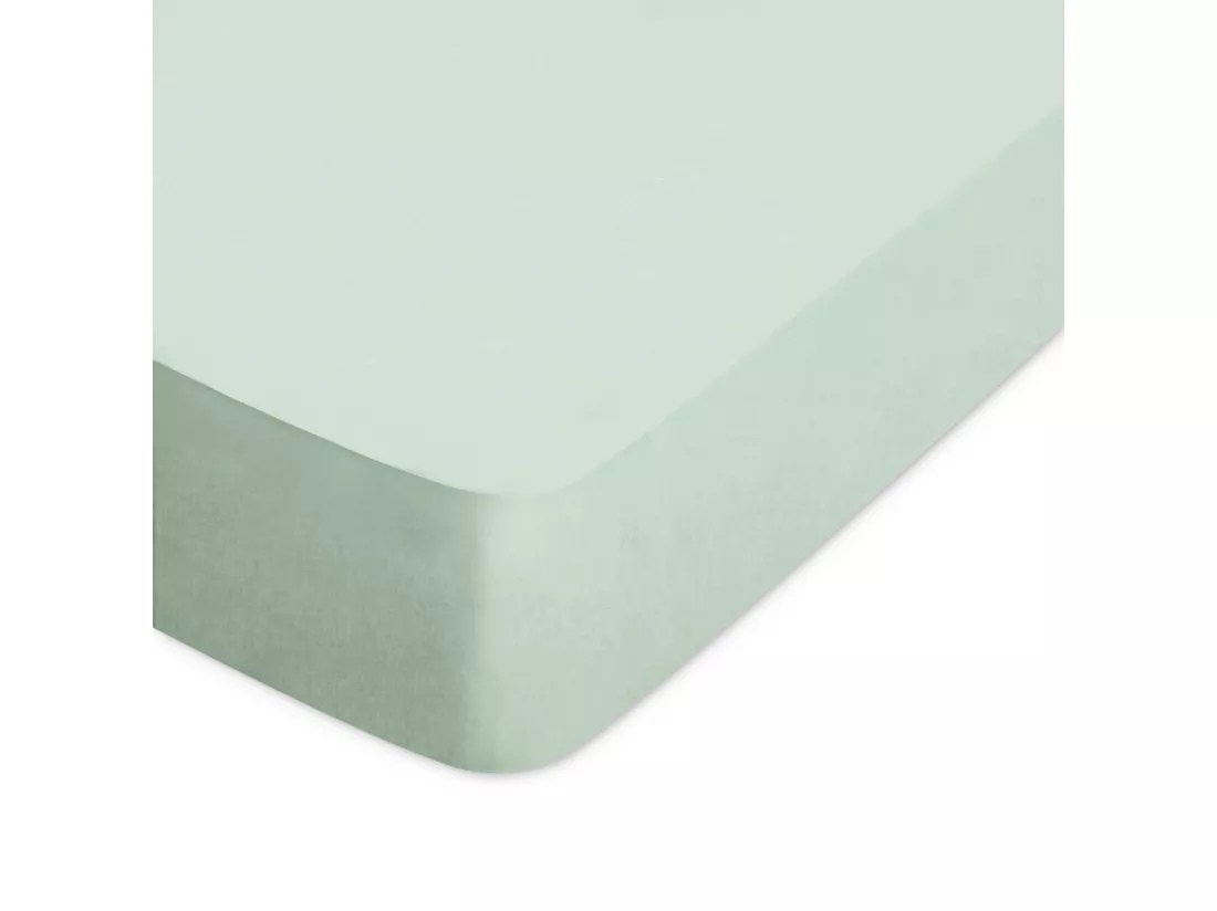 Drap housse uni 90x220 cm bonnet 50 cm coton ALTO vert fleur d'amandier