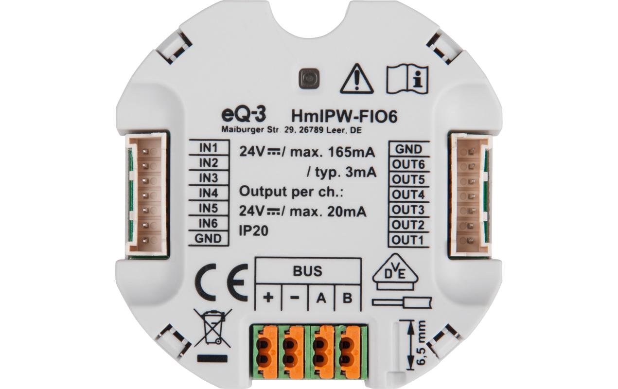 Smart Home Wired IO Modul Unterputz<br>Verbindung von Taster-Eingängen und LED-Ausgängen mit dem Homematic IP Wired-System – HmIPW-FIO6