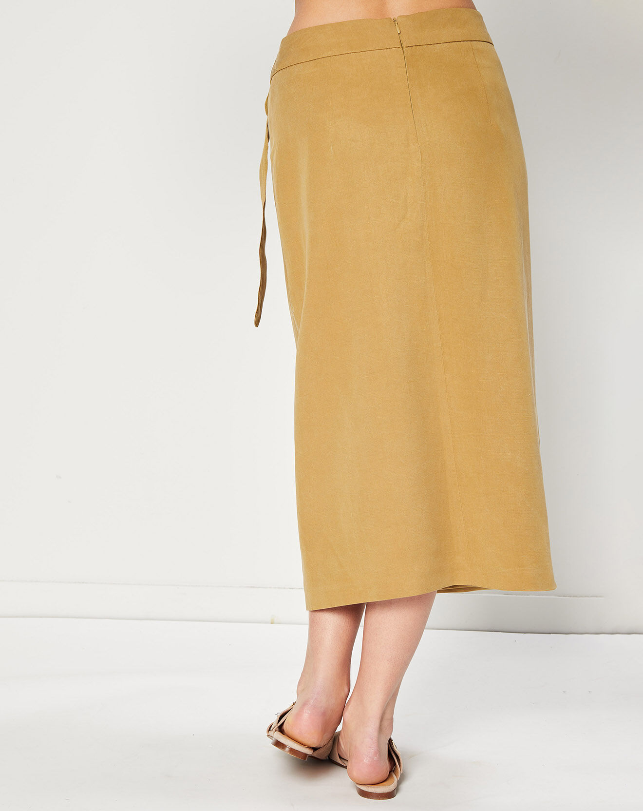 Esprit Jupe Portefeuille en Lin mélangé camel clair