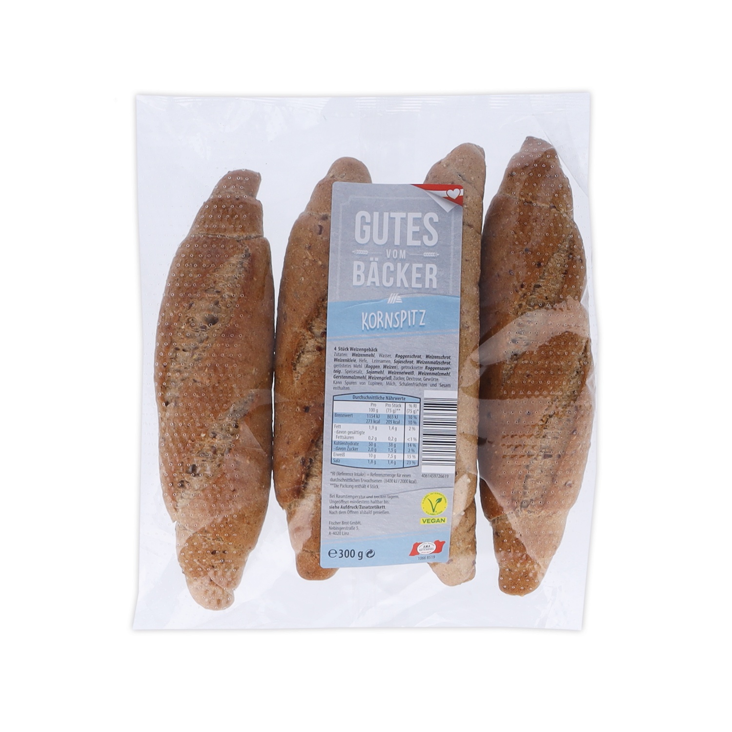 GUTES VOM BÄCKER Kornspitz, Bemehlt 4er-Pkg. 300 g