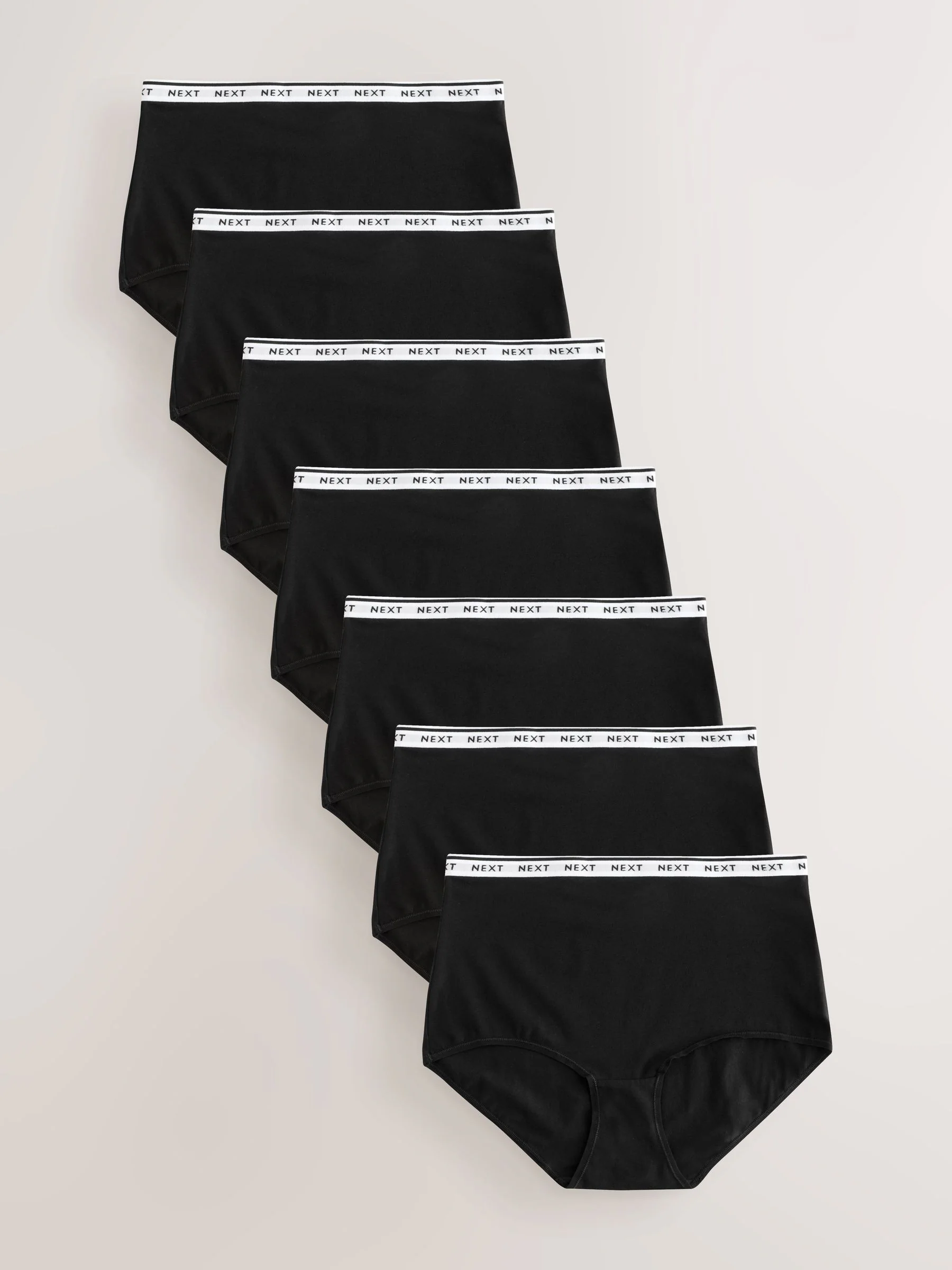 Zwart - 7 Katoenen slipjes met logotailleband