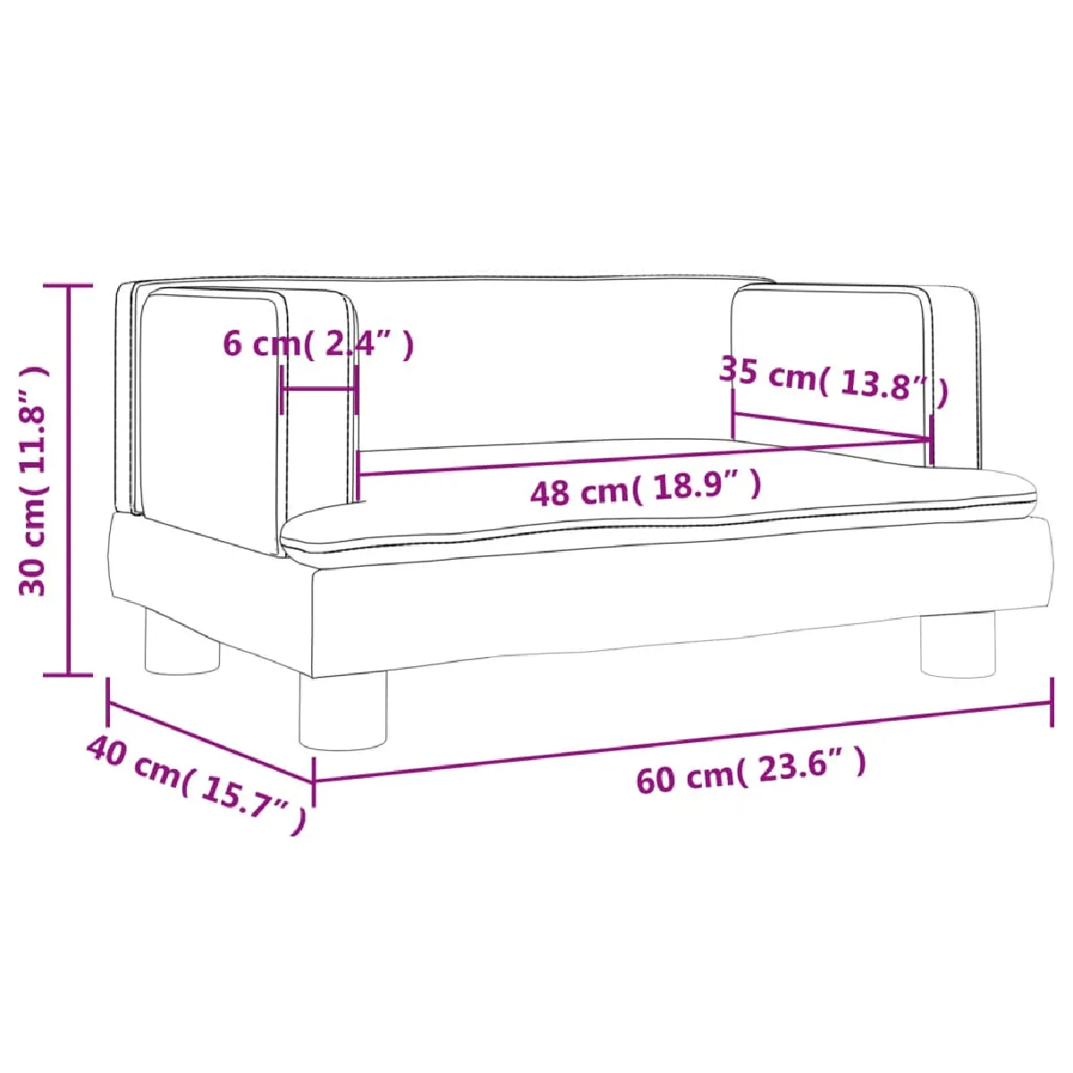 vidaXL Canapé pour enfants marron - 60x40x30 cm - Similicuir
