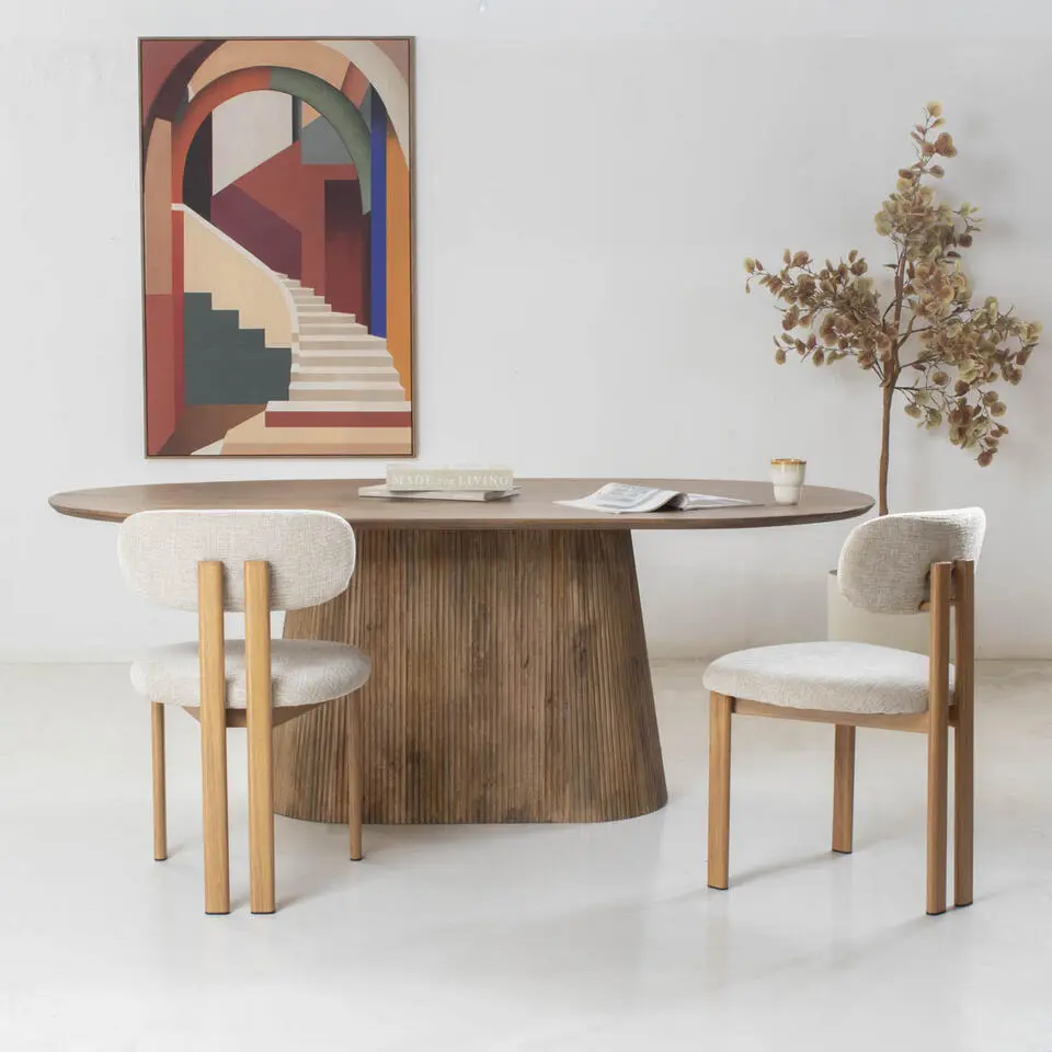 Eettafel Ovaal Naturel Hout - 160x100x76cm - Salvador