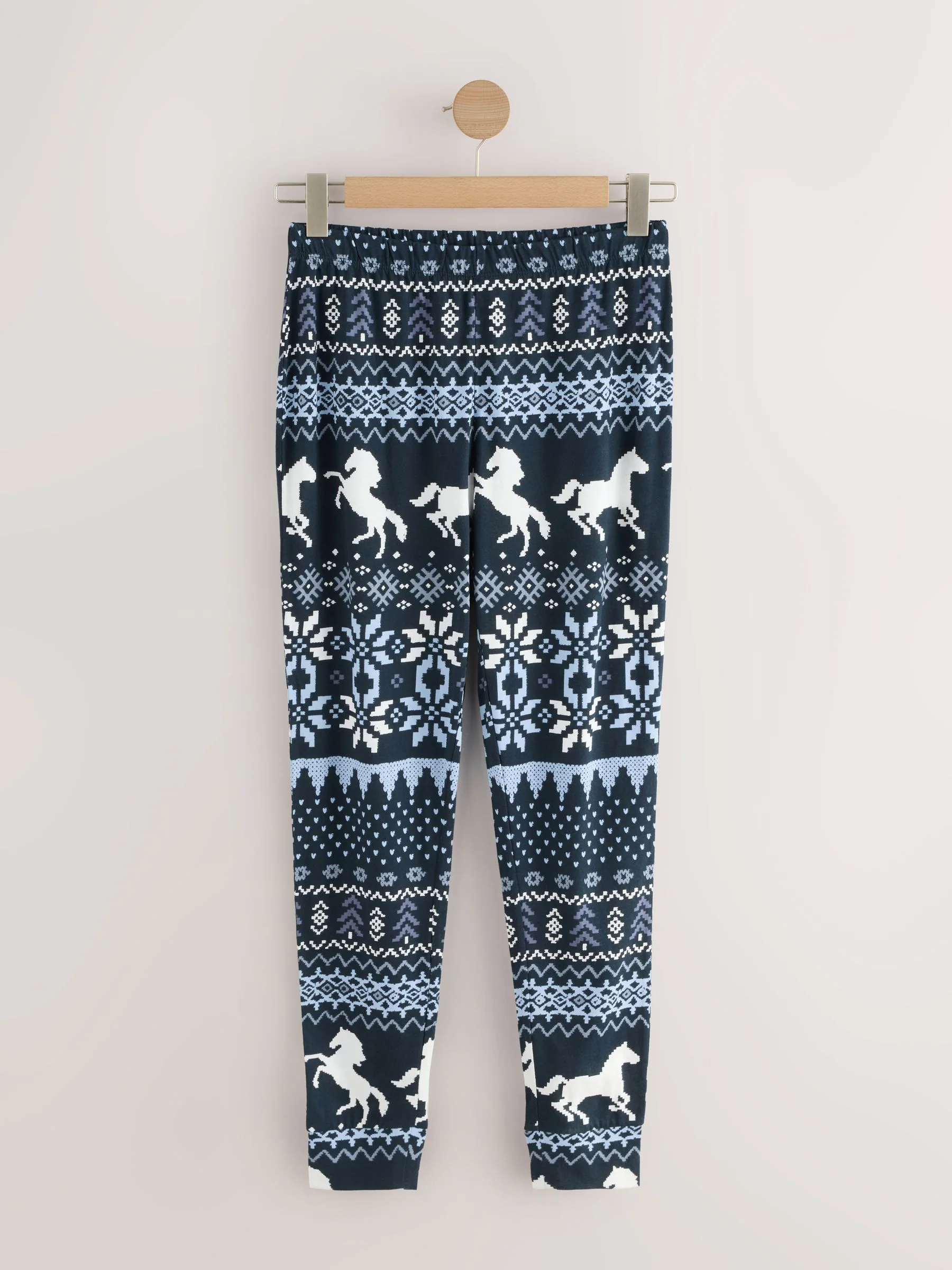 Marineblauwe paarden Print - Pyjama met lange mouwen