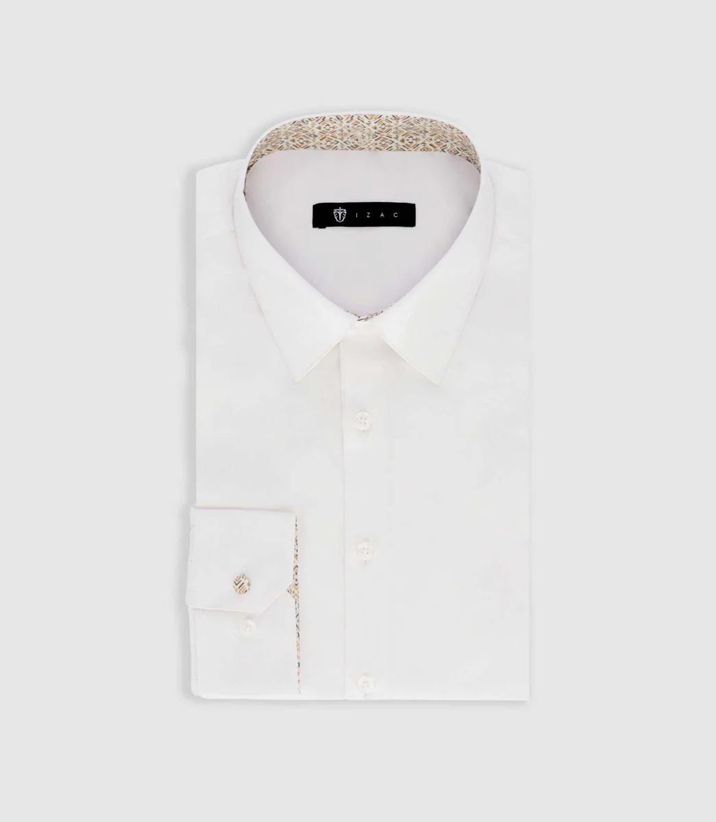 Chemise unie à fantaisie blanche PALMIRO