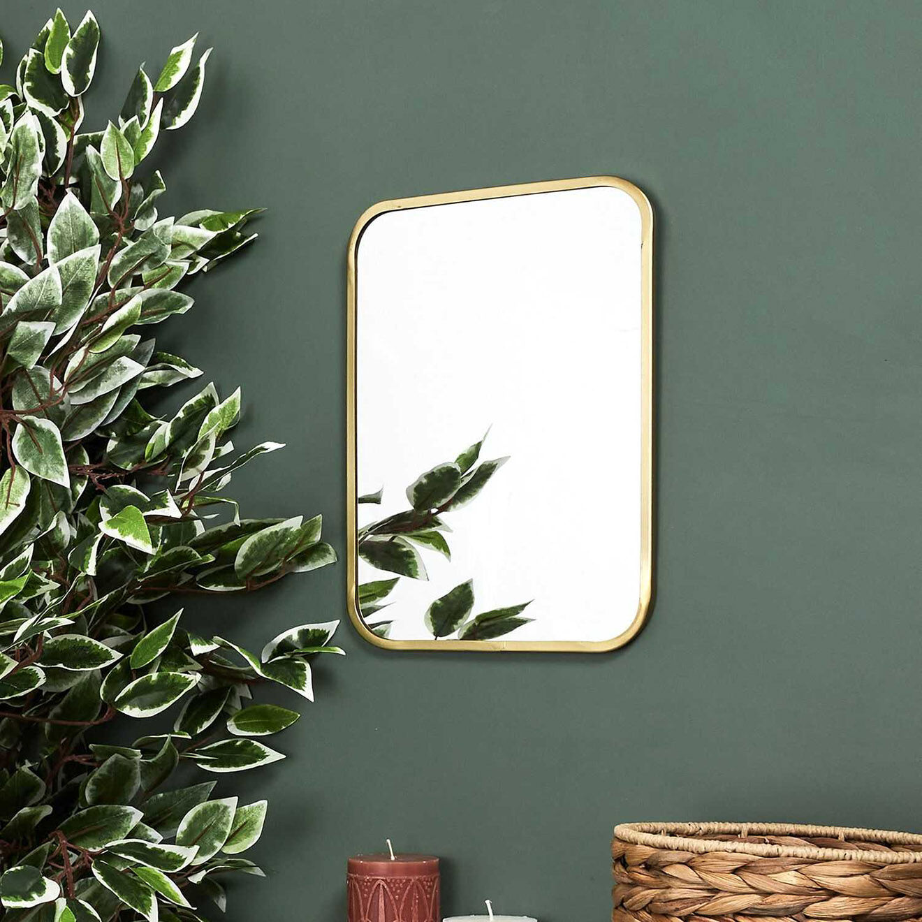 Home Deco Factory Miroir déco contour doré carré cuivre - 25x34 cm