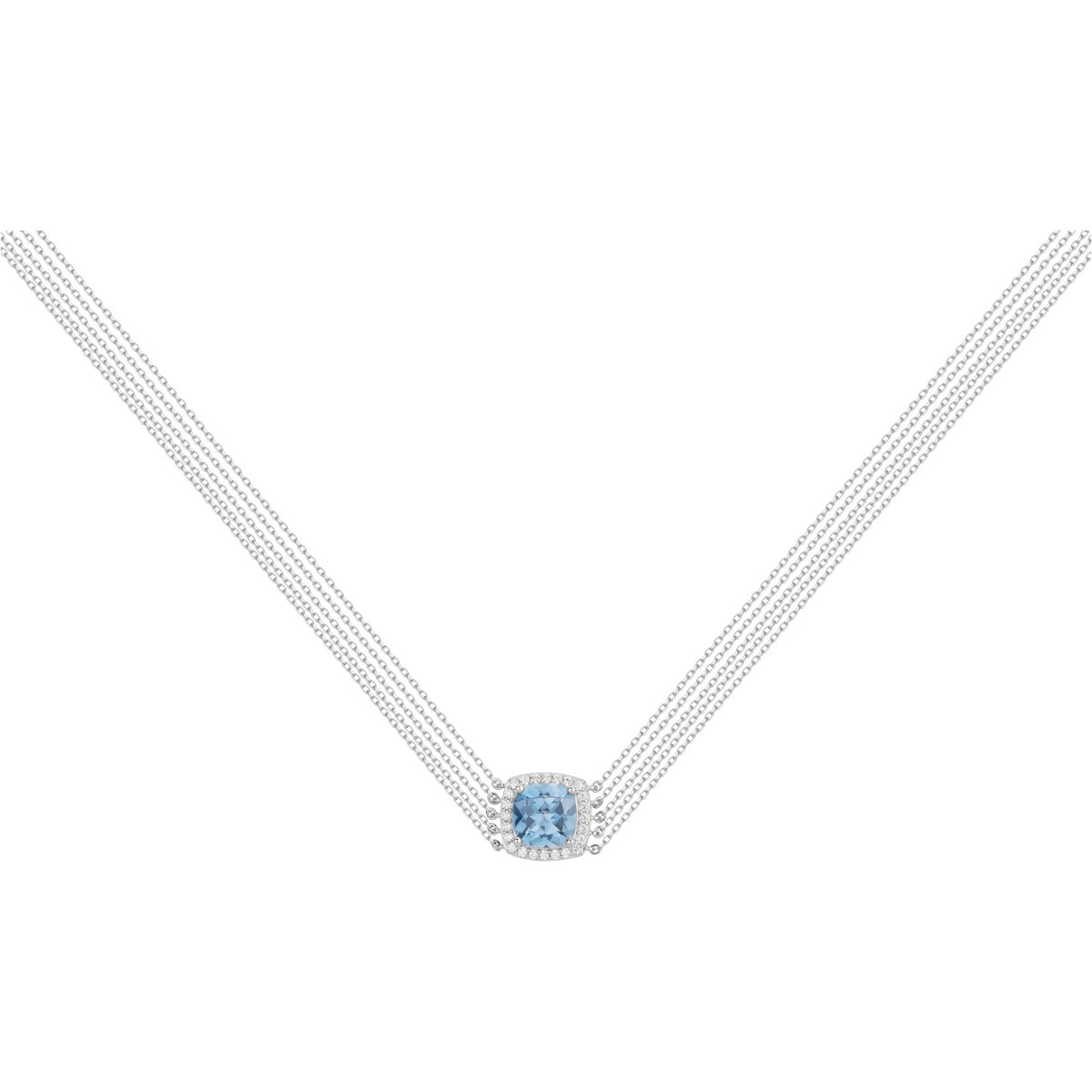 Collier Margaret en Argent avec oxyde de zirconium bleu topaze