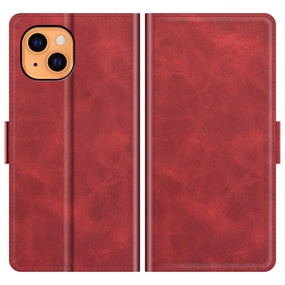 iPhone 13 Vintage Leder Tasche Flip Cover Fashion Design - Rot