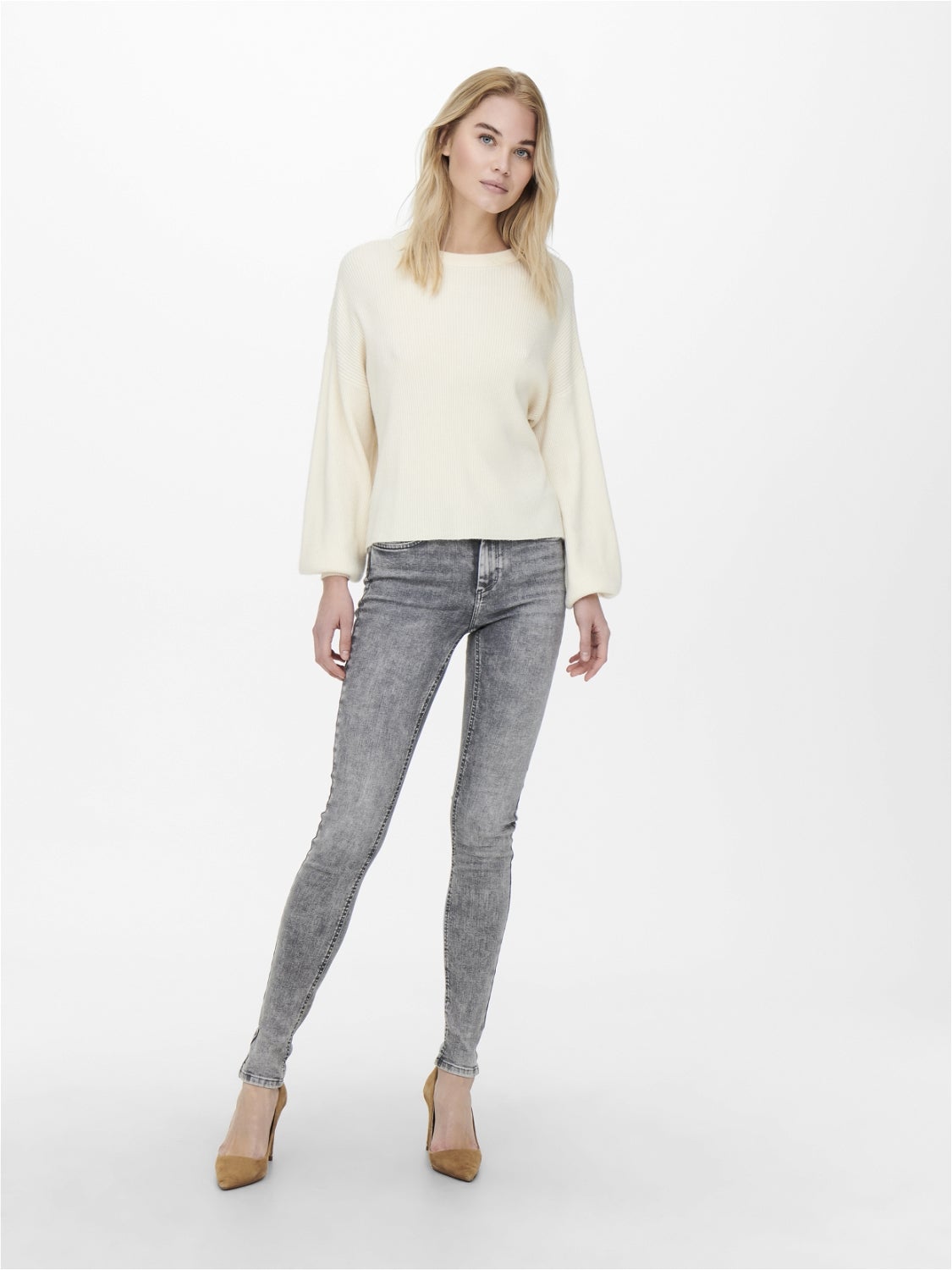ONLBLUSH Mittlere Taille Skinny Fit Jeans Light Grey Denim