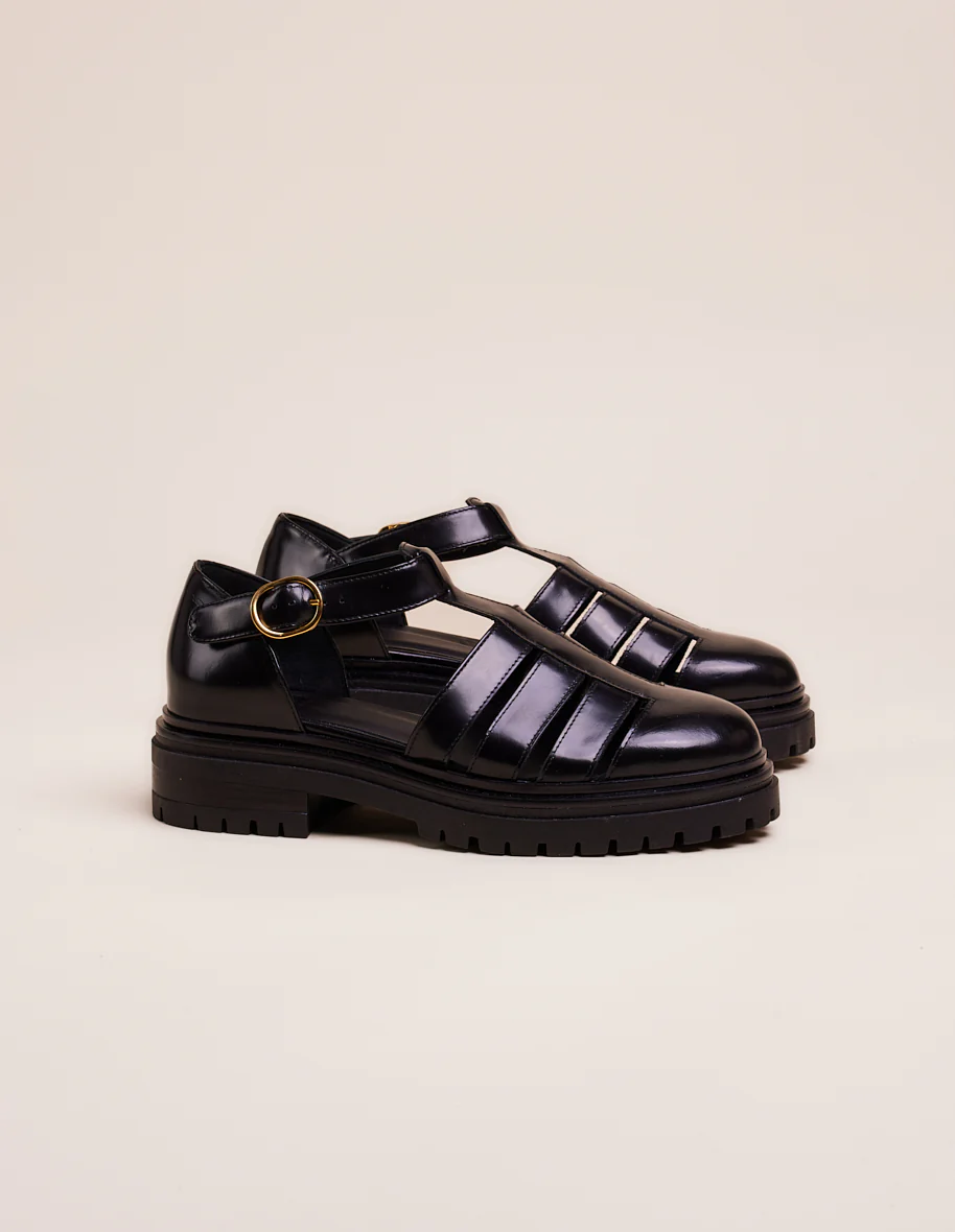 Sandales Rosalia - Cuir box noir