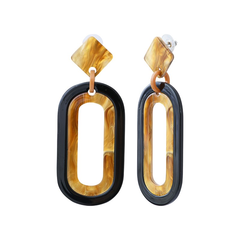 Boucles d'oreilles pendantes bicolores noires et marron