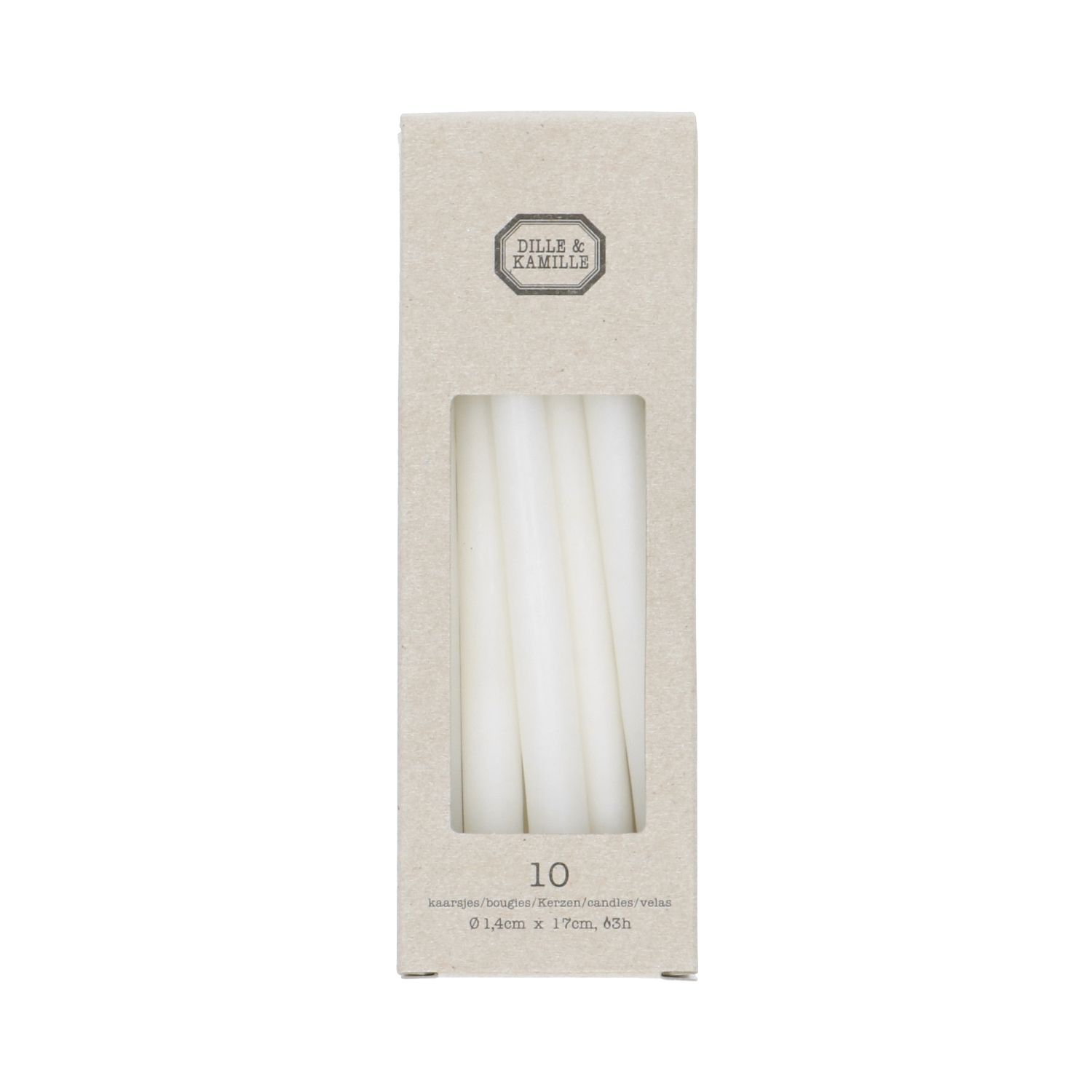 Kaarsjes smal, wit, 17 cm, 10 stuks