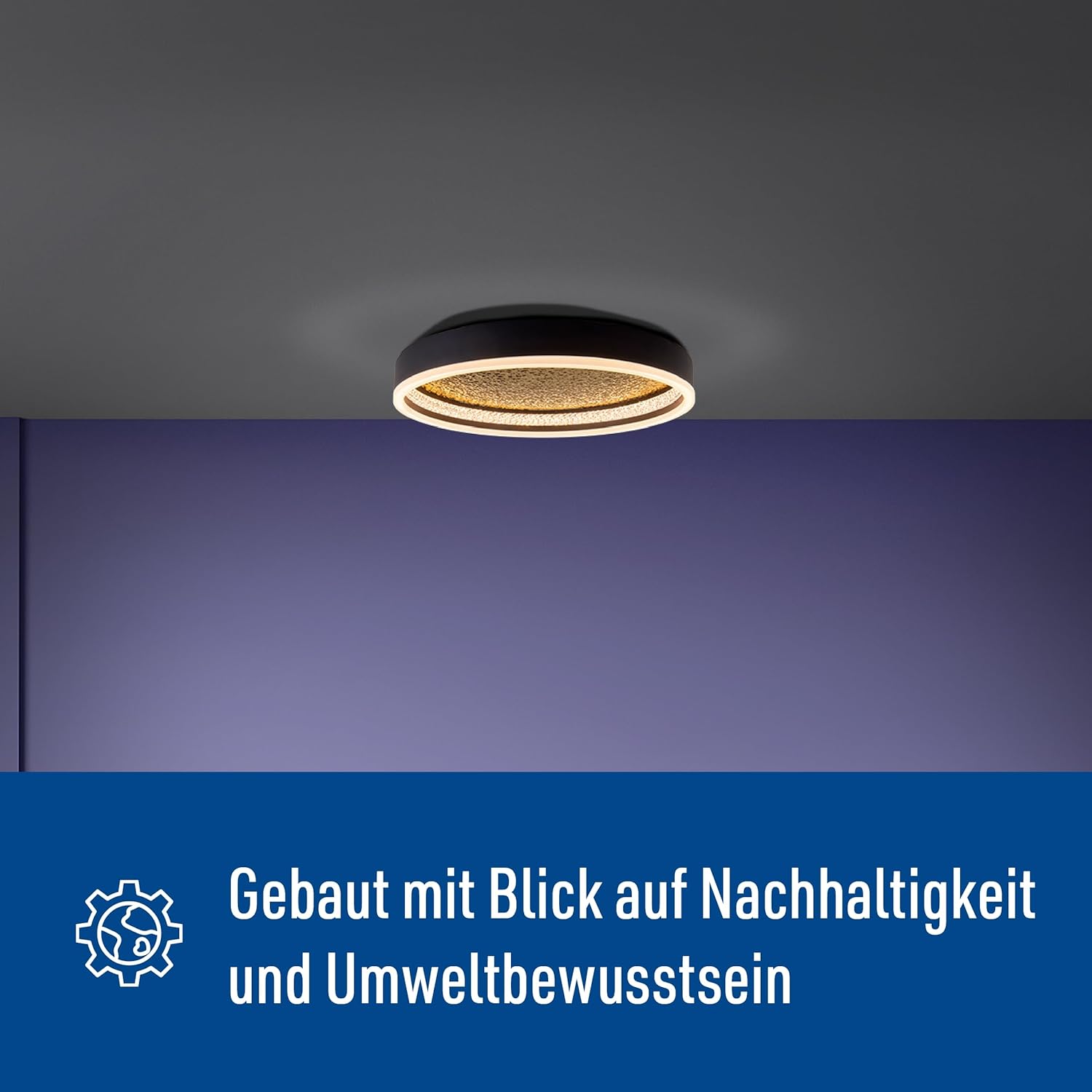 Näve Leuchten - LED Deckenleuchte Arany - Deckenlampe aus Metall und Kunststoff - Mit fest verbauten LEDs, Dimmbar - Schwarz, 40 cm