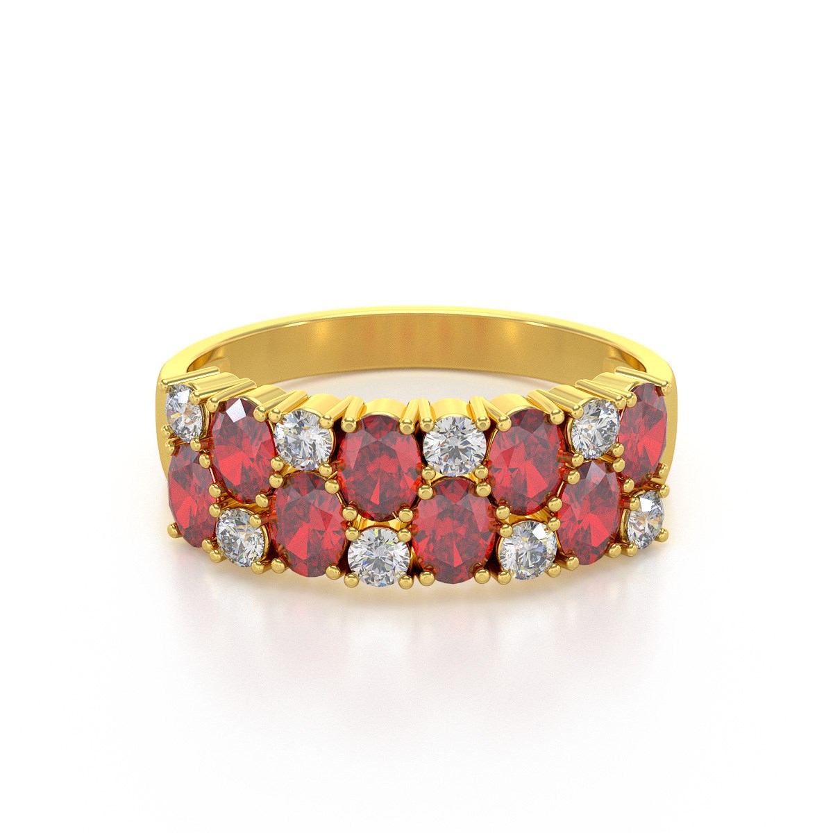 Bague ADEN Or 585 Jaune Rubis et diamants 2.524grs