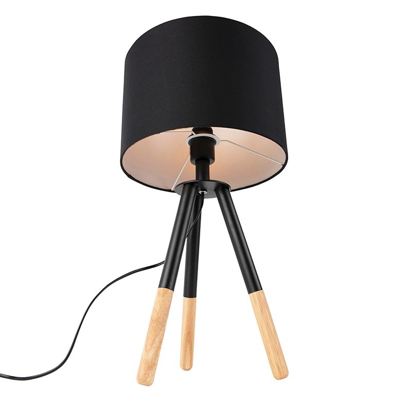 Set van tafel- en vloerlamp met kap zwart - Pip