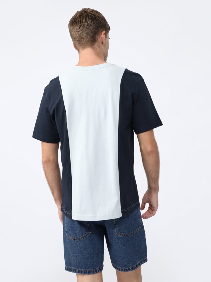 Camiseta listrada vertical - Azul-marinho