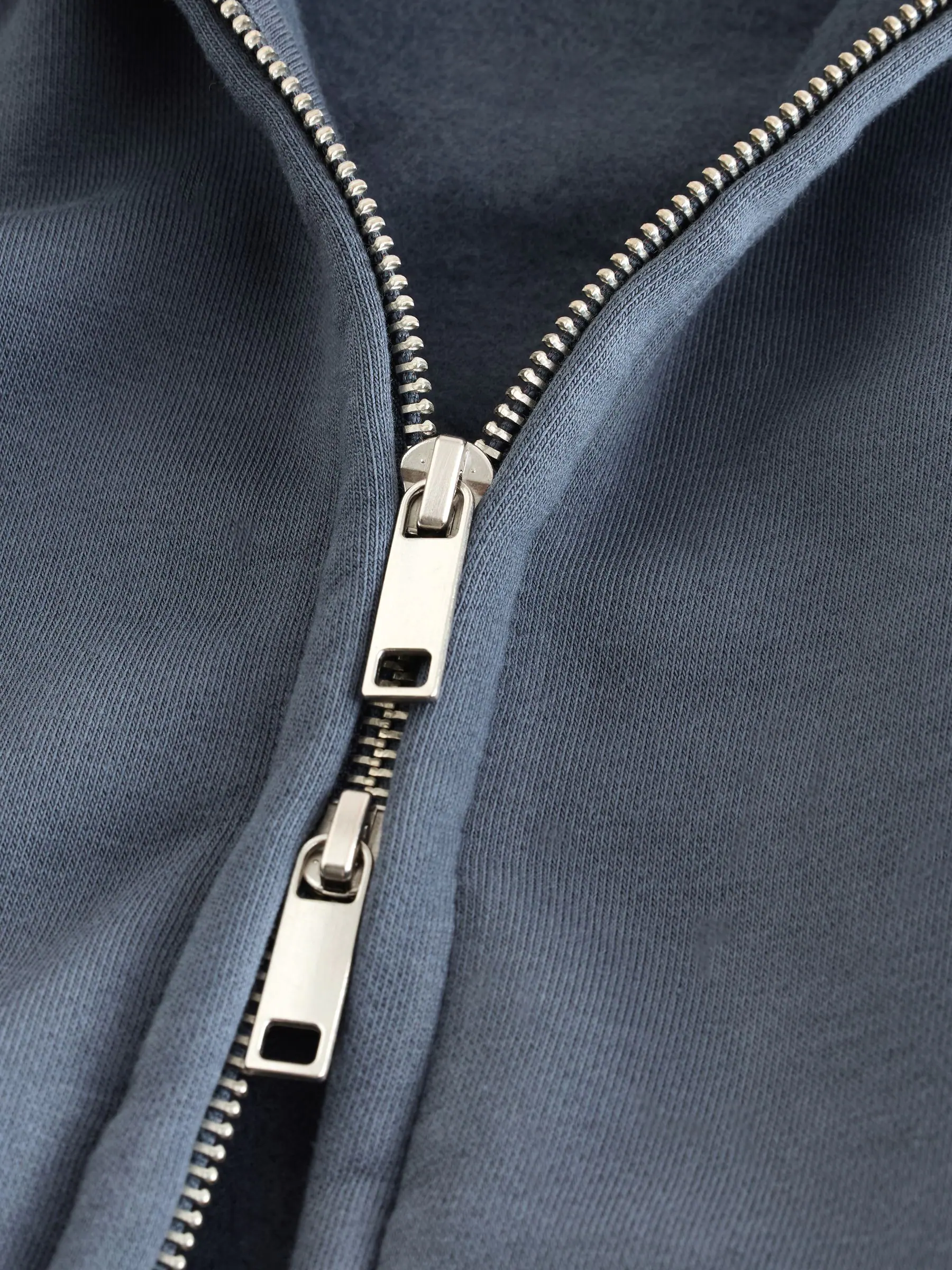 Blauw - Cotton Rich Jersey Full Zip Funnel Neck Sweatshirt