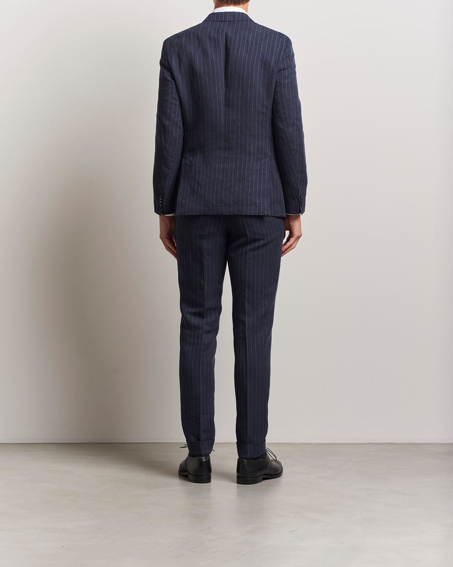 BOSS BLACK Huge Double Breasted Pinstriped Suit Dark Blue