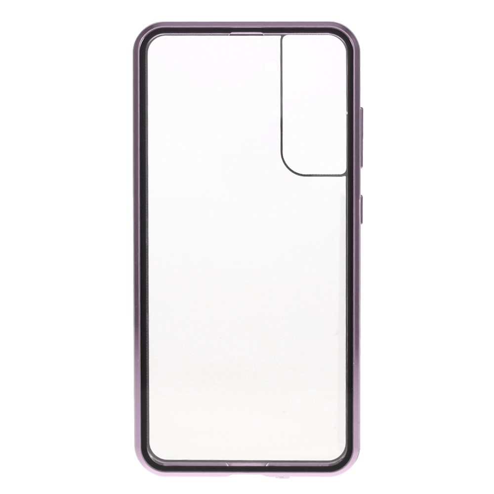 Samsung Galaxy S21 FE 5G Magnetische Alu Schutzhülle mit Panzer Glas Backcover   Displayschutz (Magnet-Technologie) - Lila
