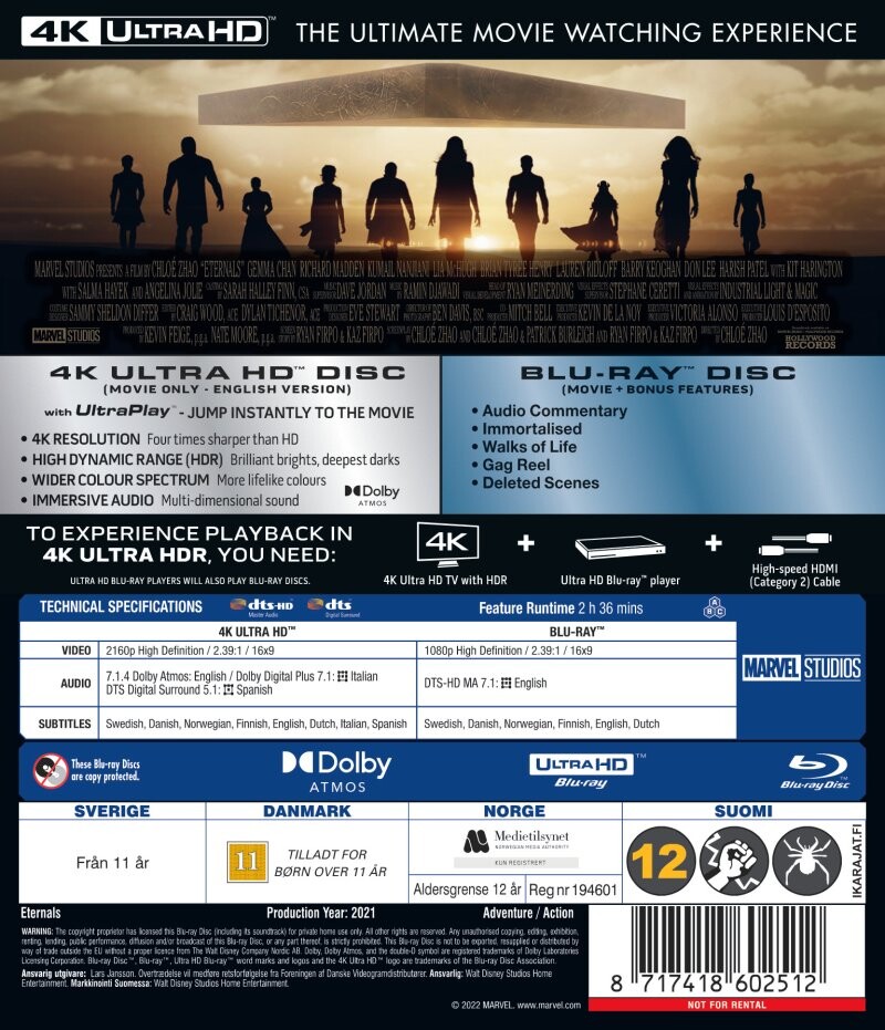 Eternals - Marvel - 4K Ultra HD Blu-Ray