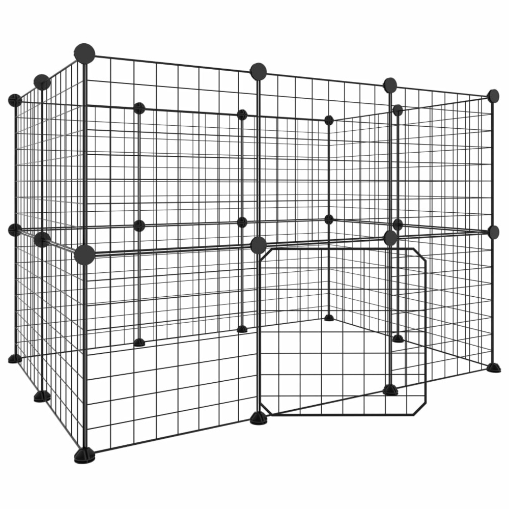 Cage animaux de compagnie à 20 panneaux et porte noir 35x35 cm