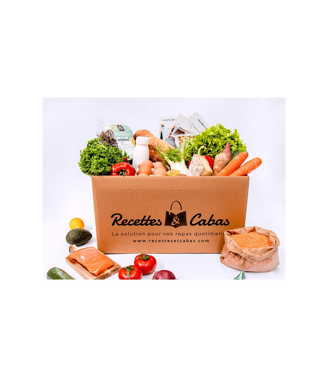 Panier à cuisiner Recettes et Cabas pour 4 personnes avec 3 délicieuses recettes et une option gourmande au choix - SMARTBOX - Coffret Cadeau Gastronomie