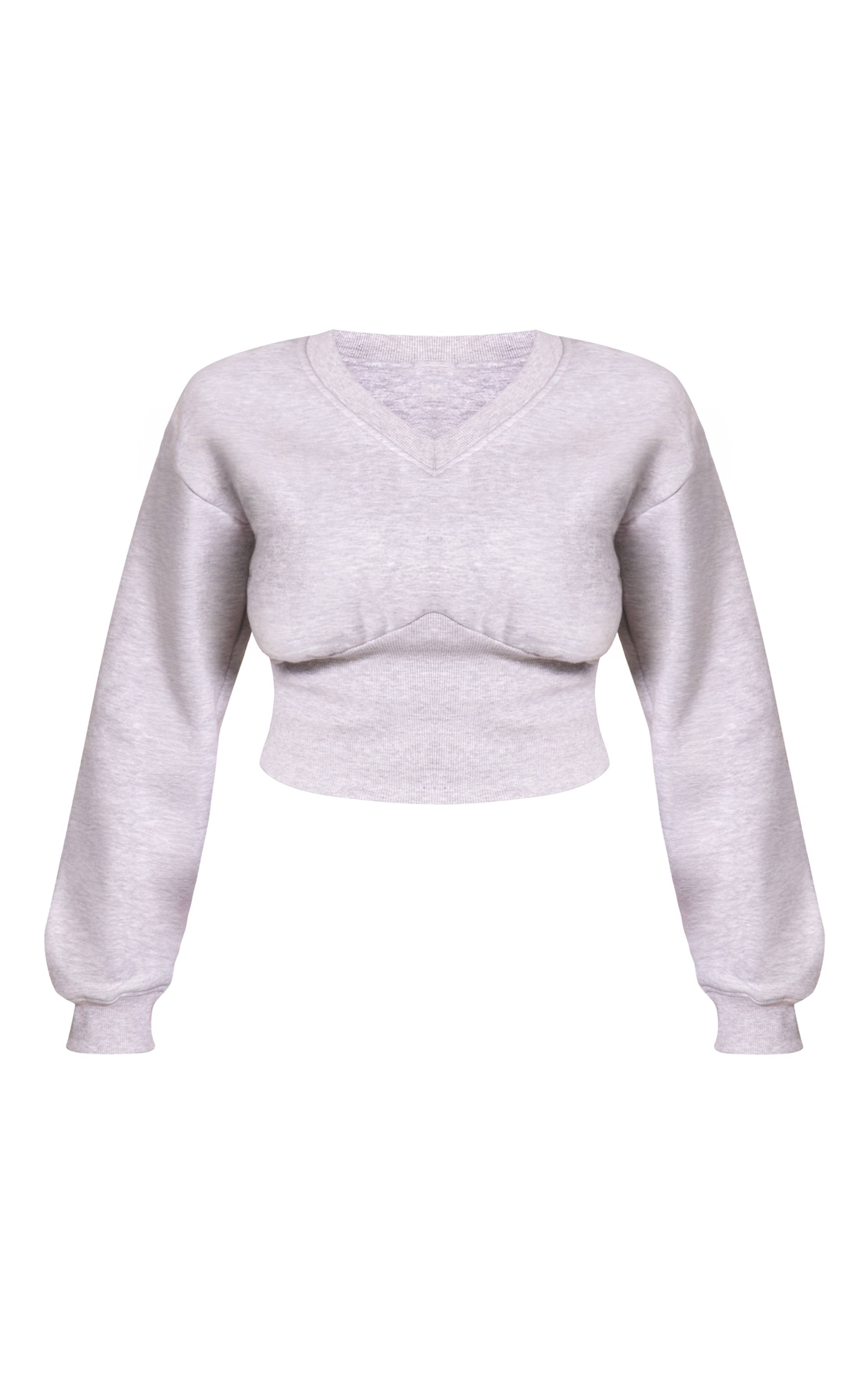 Gris Sweatshirt Shape Col V Taille Cintrée