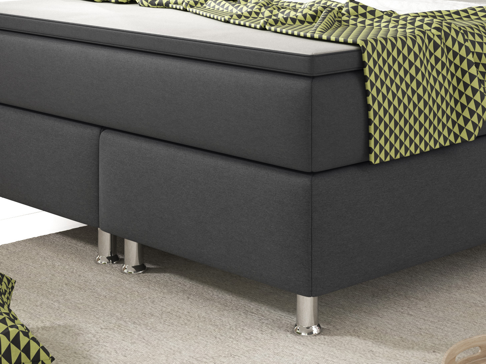 Boxspringbett - anthrazit - mit Topper - H3 - 140x200 cm