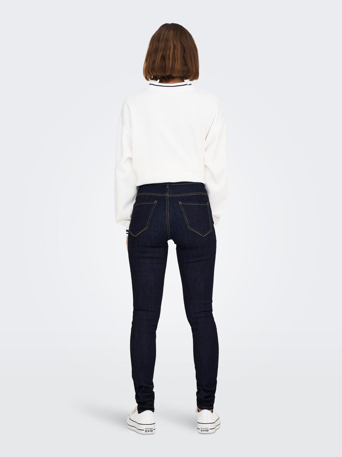 ONLROSE Hohe Taille Skinny Fit Jeans Dark Blue Denim