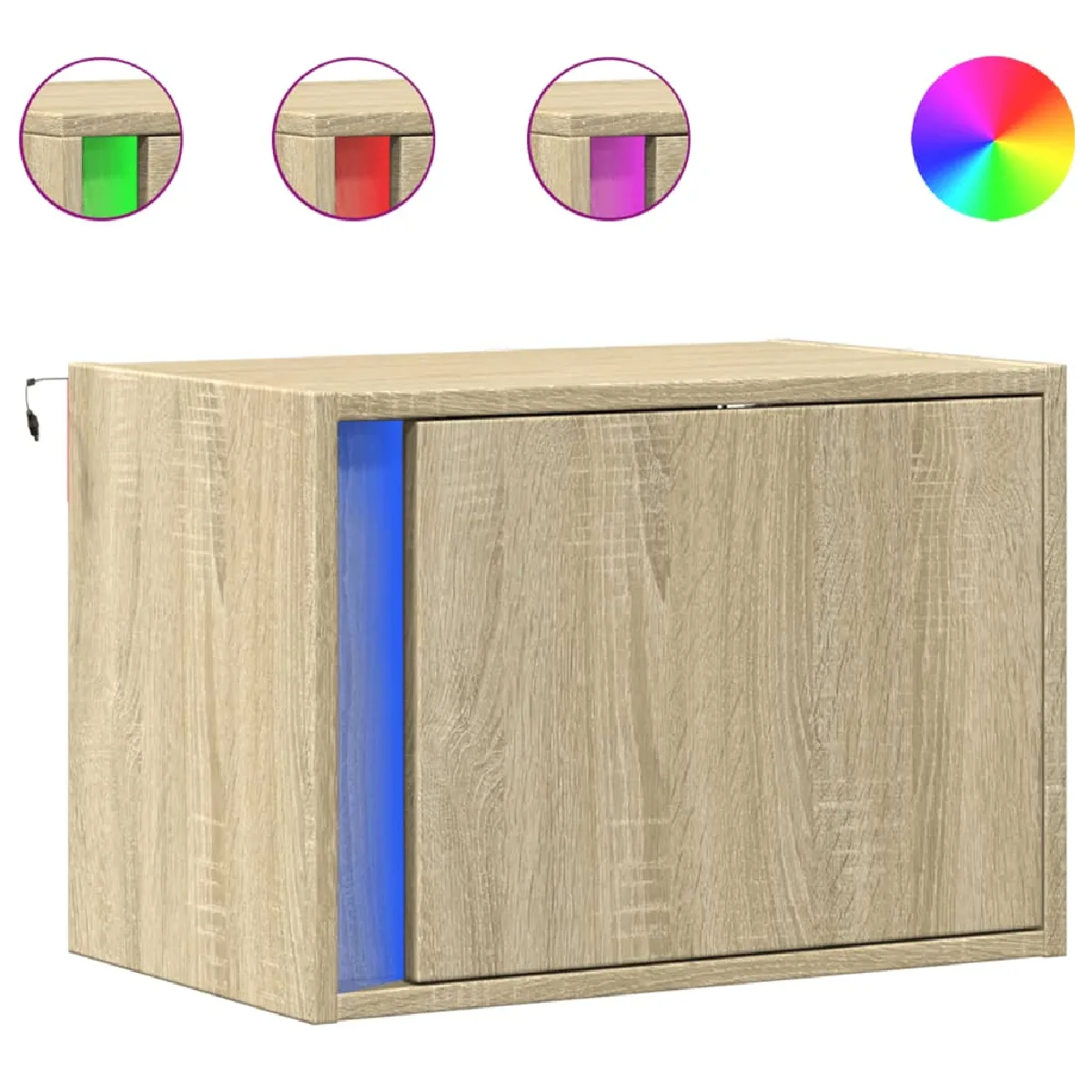 vidaXL Tables de chevet murales LED 2 pcs - Chêne sonoma