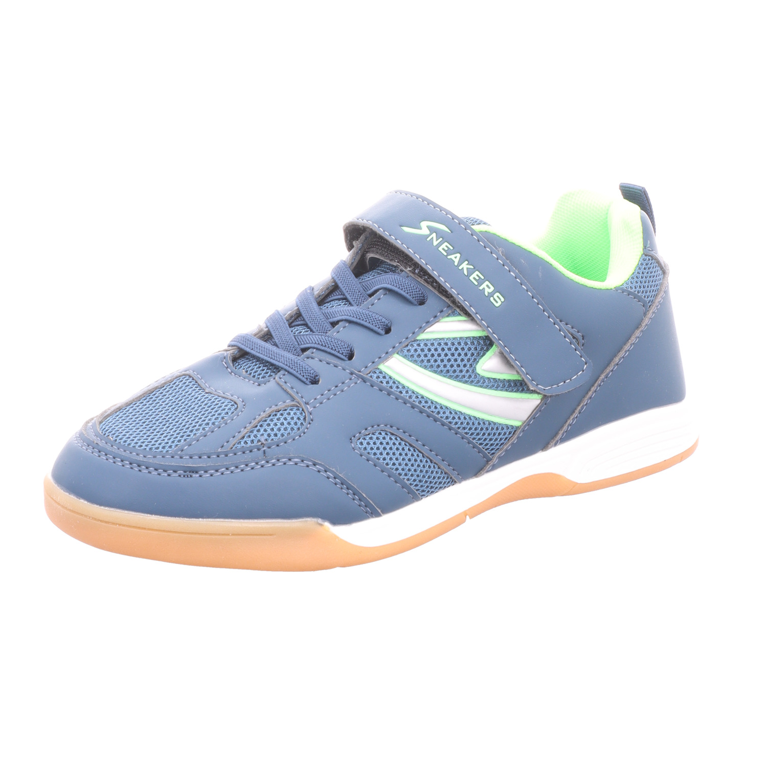 Sneakers Kinder-Sportschuh-Indoorschuh-Hallenschuh Blau-Weiß-Grün