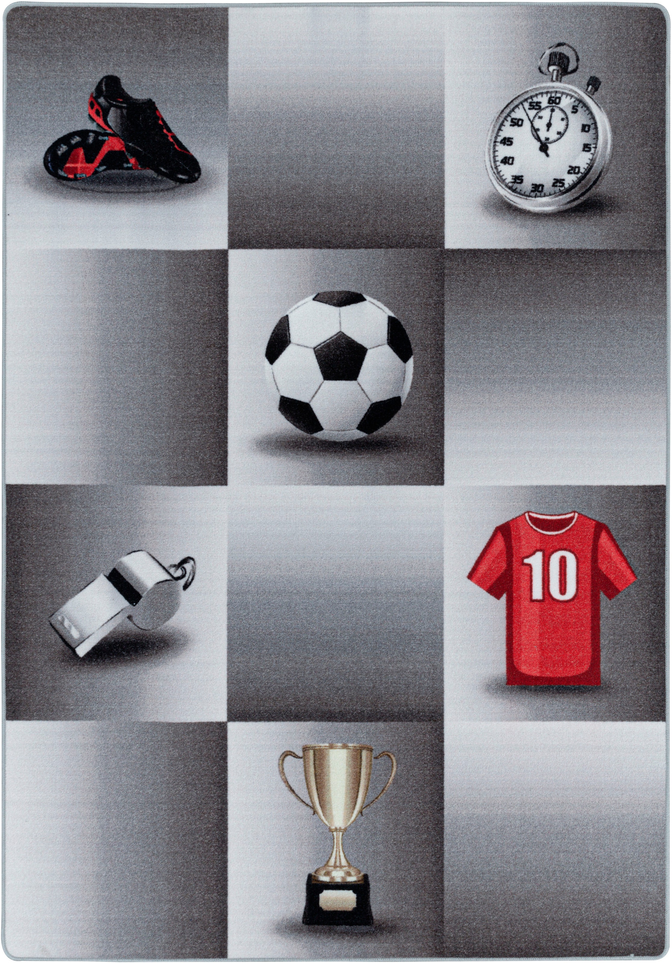 Ayyildiz Teppiche Kinderteppich »PLAY 2906« rechteckig 6 mm Höhe robuster Kurzflor, Fussball, Kinderzimmer